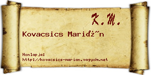 Kovacsics Marián névjegykártya